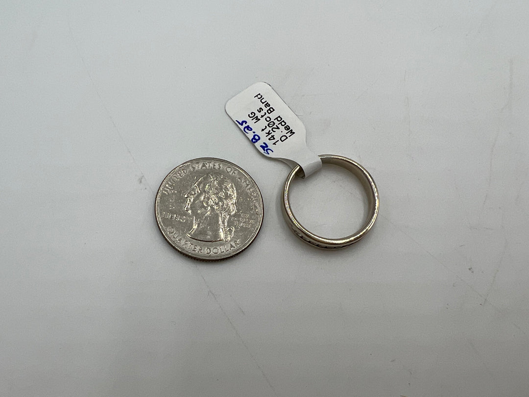 t707 Simple White Gold and Diamond Wedding Band 3mm