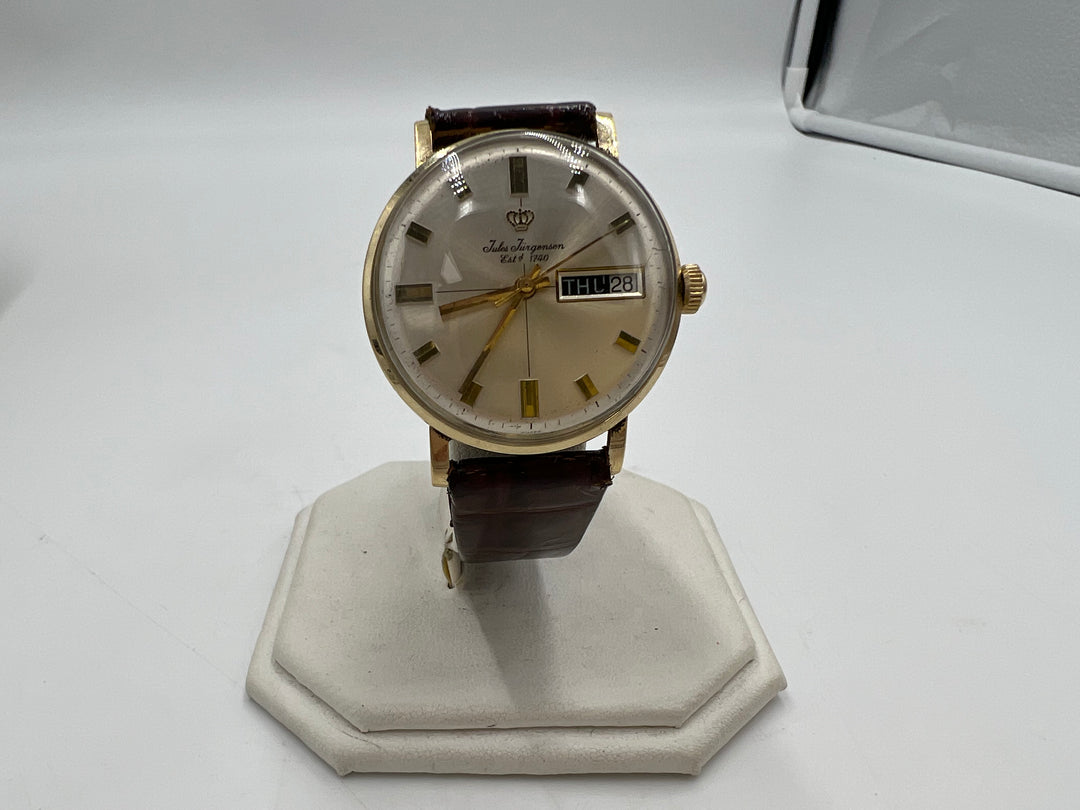 t738 Beautiful Jules Jurgensen 14kt Gold Men's Watch