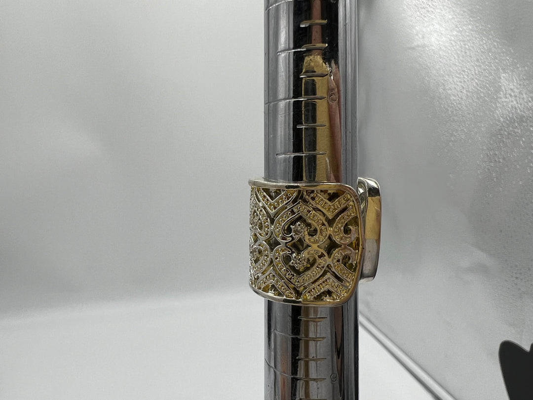 t828 Beautiful Sterling Silver Yellow Hue Statement Ring