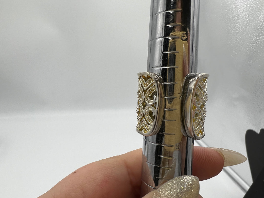 t828 Beautiful Sterling Silver Yellow Hue Statement Ring