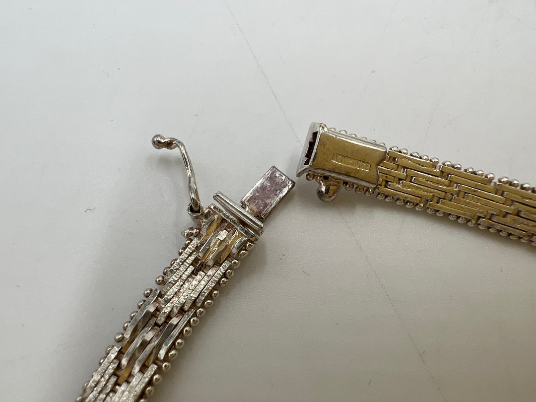 t836 Beautiful Sterling Silver Woven Chevron Chain Set