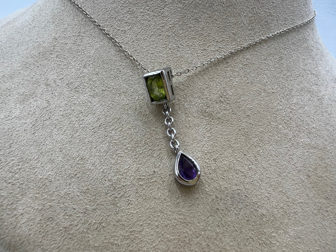 t907 Unique Gemstone 925 Sterling Silver Pendant Necklace