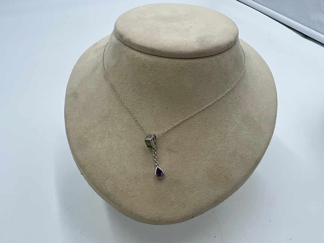 t907 Unique Gemstone 925 Sterling Silver Pendant Necklace