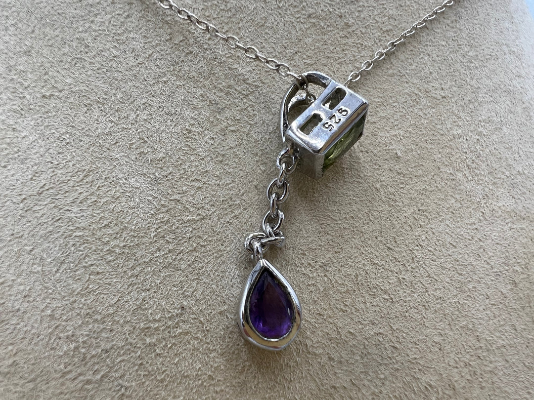 t907 Unique Gemstone 925 Sterling Silver Pendant Necklace