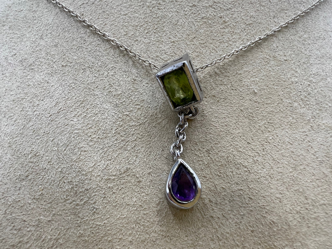 t907 Unique Gemstone 925 Sterling Silver Pendant Necklace