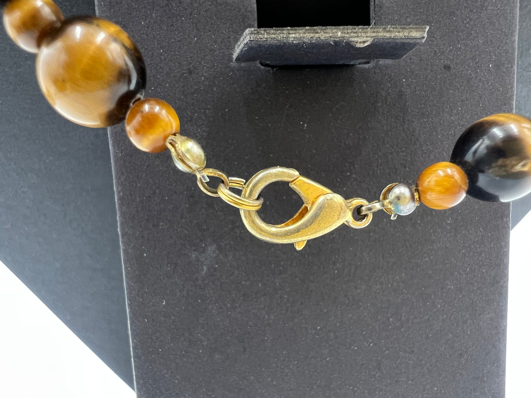 t910 Unique Tiger Eye Beaded Necklace 24in