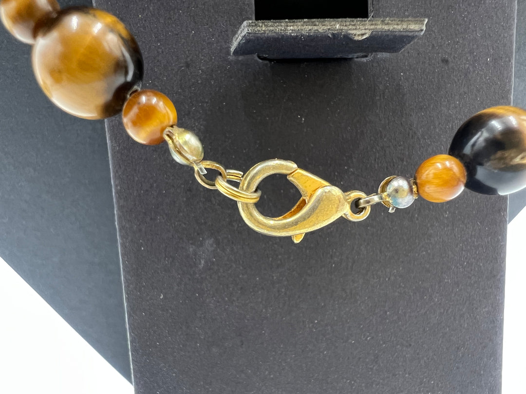t910 Unique Tiger Eye Beaded Necklace 24in