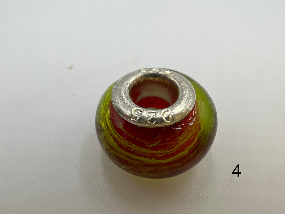 t913 Beautiful Sterling Silver Murano Glass Beads