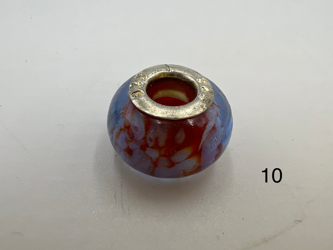 t913 Beautiful Sterling Silver Murano Glass Beads