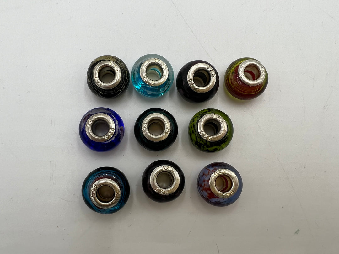 t913 Beautiful Sterling Silver Murano Glass Beads