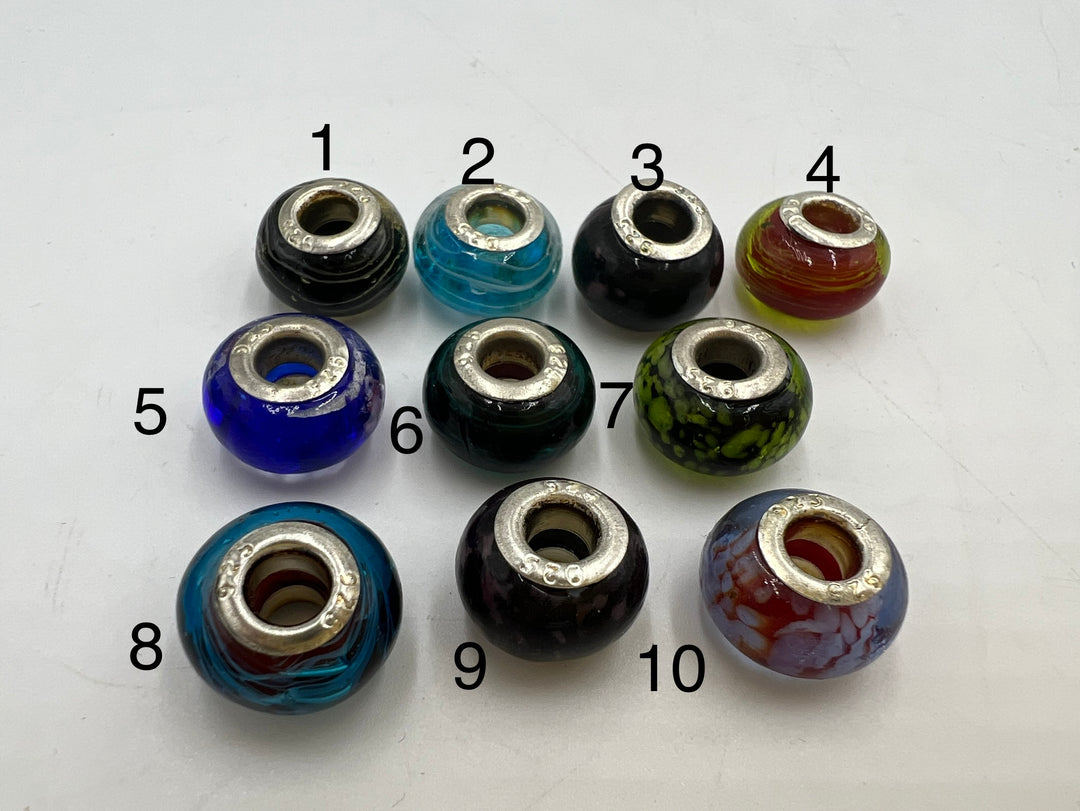 t913 Beautiful Sterling Silver Murano Glass Beads