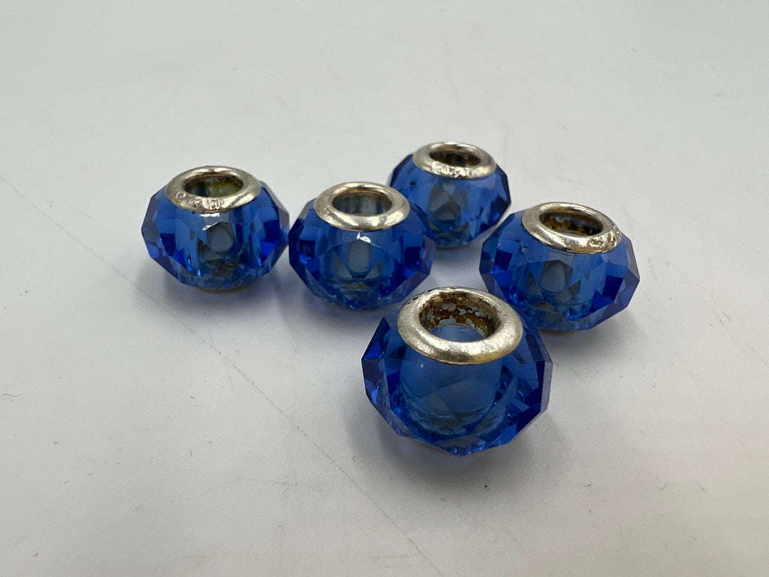 t914 Unique Sterling Silver Blue Murano Glass Beads