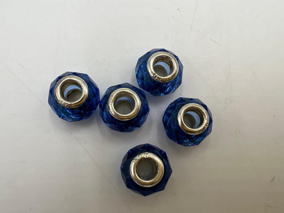 t914 Unique Sterling Silver Blue Murano Glass Beads