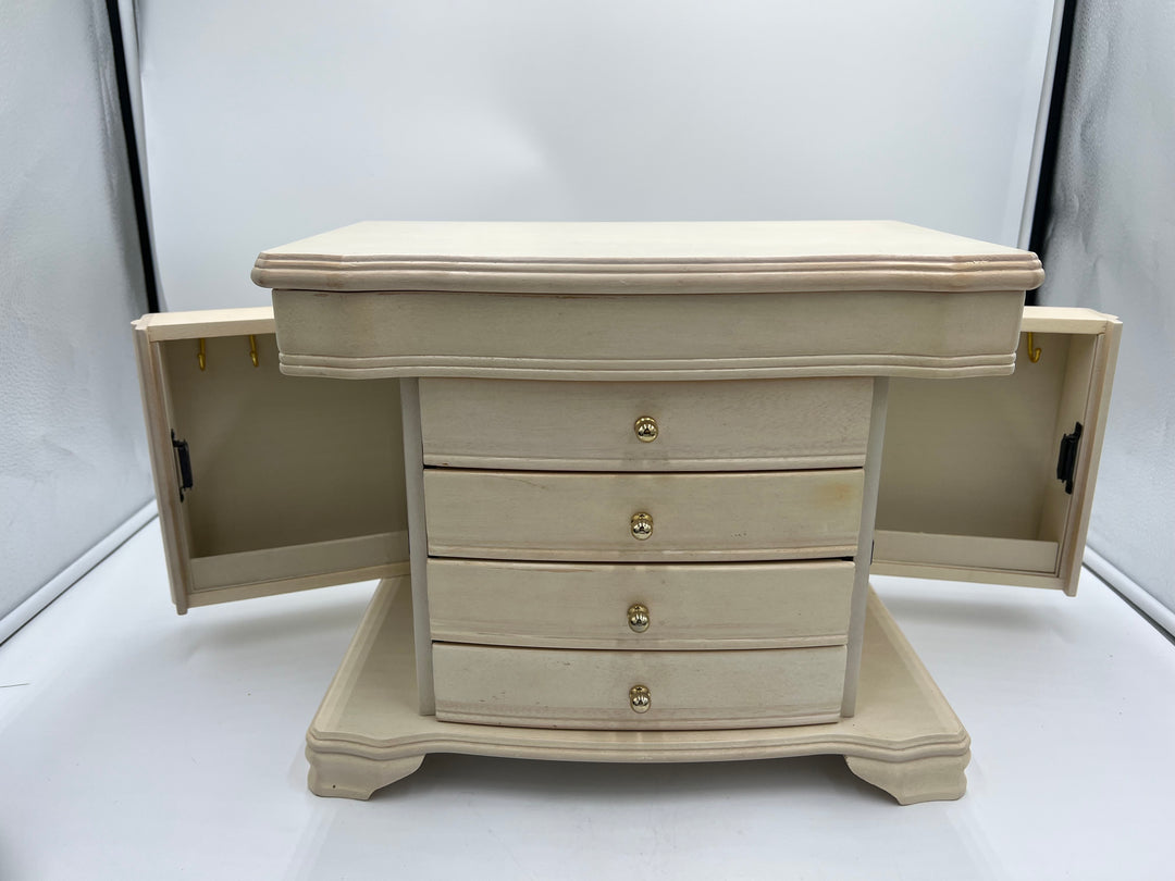 t917 Unique Vintage Wood Jewelry Box