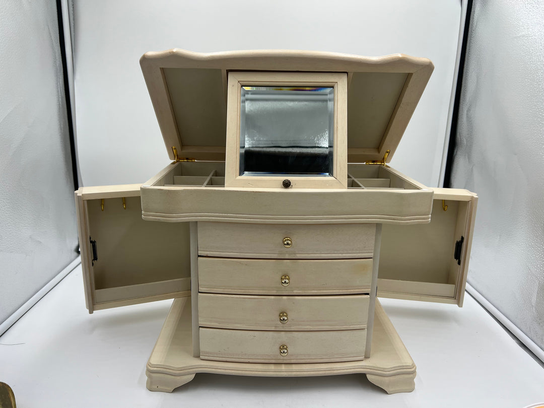 t917 Unique Vintage Wood Jewelry Box