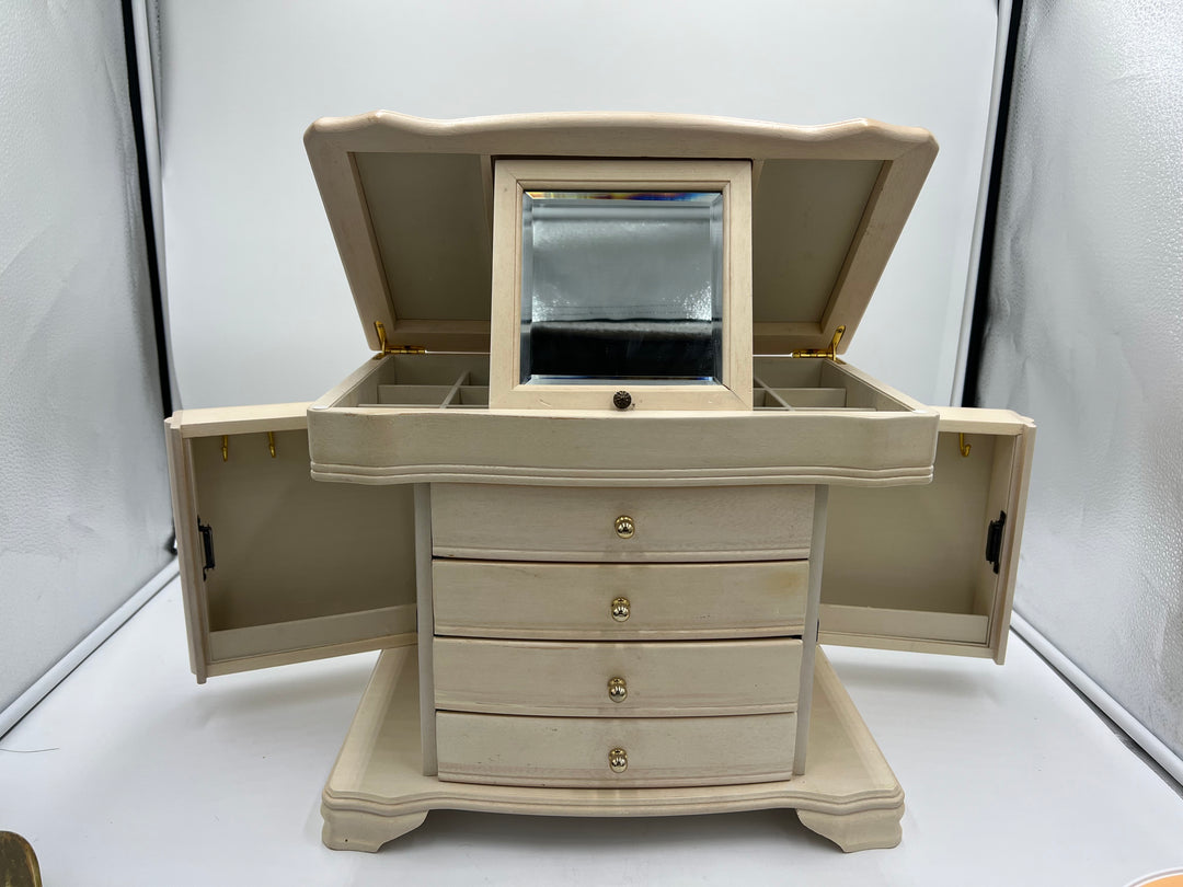 t917 Unique Vintage Wood Jewelry Box