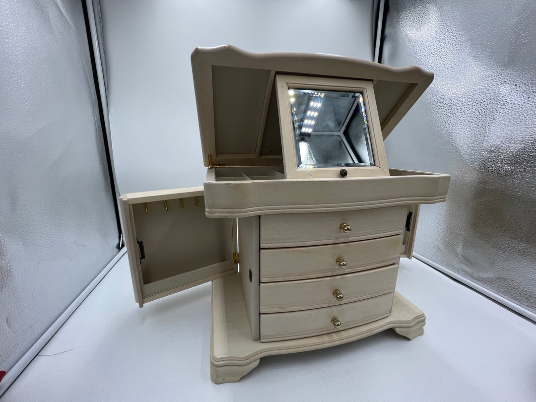 t917 Unique Vintage Wood Jewelry Box