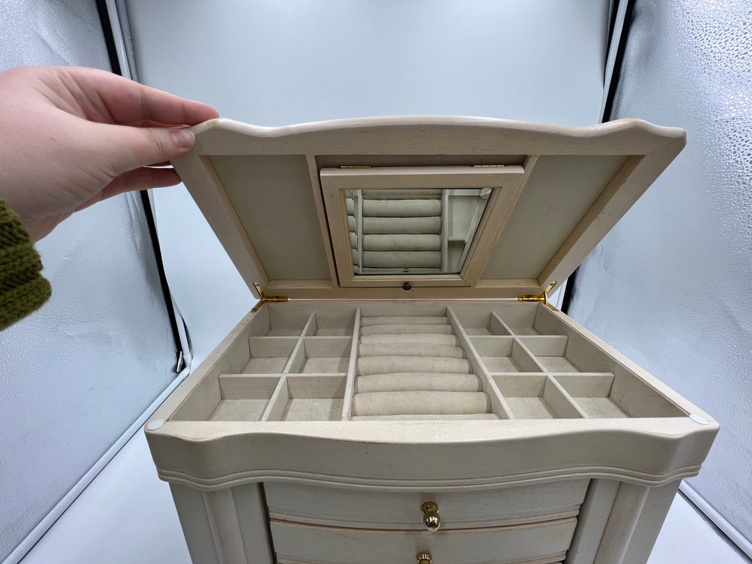 t917 Unique Vintage Wood Jewelry Box