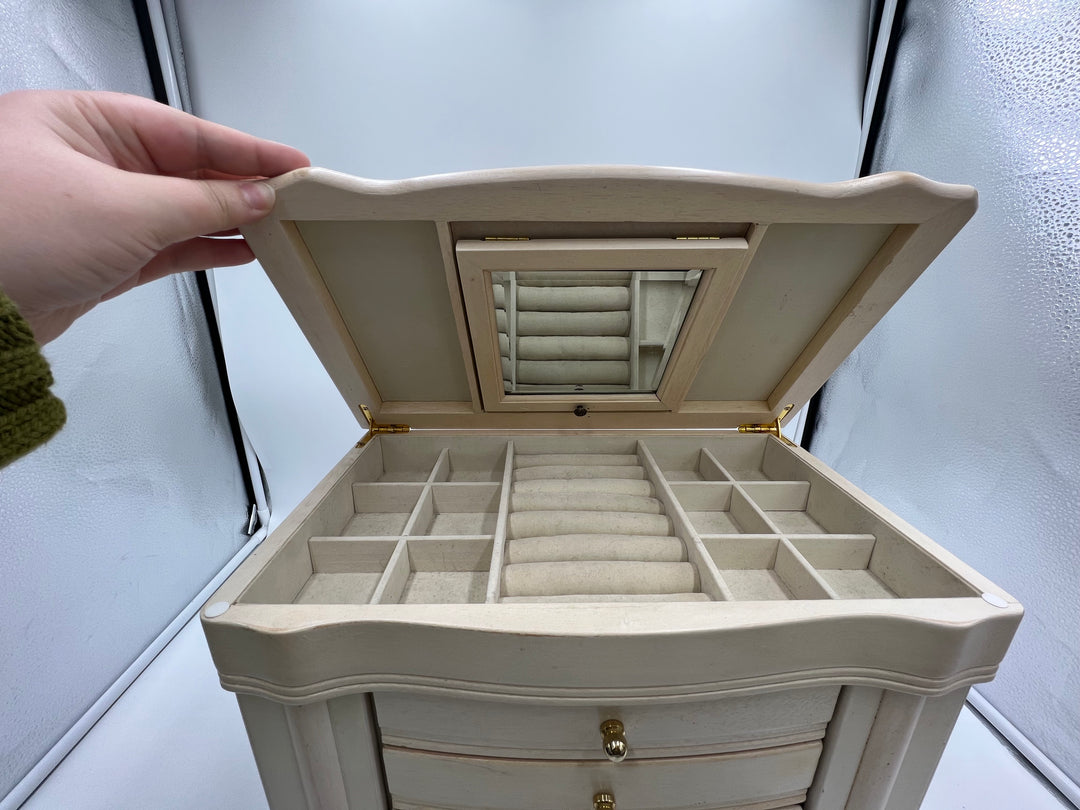 t917 Unique Vintage Wood Jewelry Box