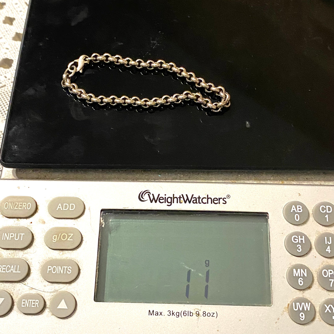 u579 Vintage 925 Sterling Silver Round Links Chain Bracelet 7"