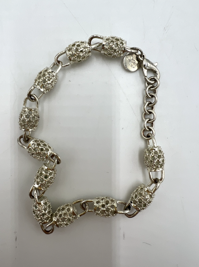 t642 Women's Sterling Silver Charm Ball Bracelet