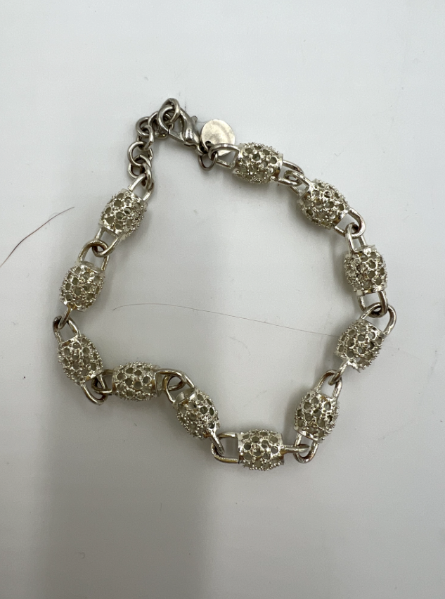 t642 Women's Sterling Silver Charm Ball Bracelet