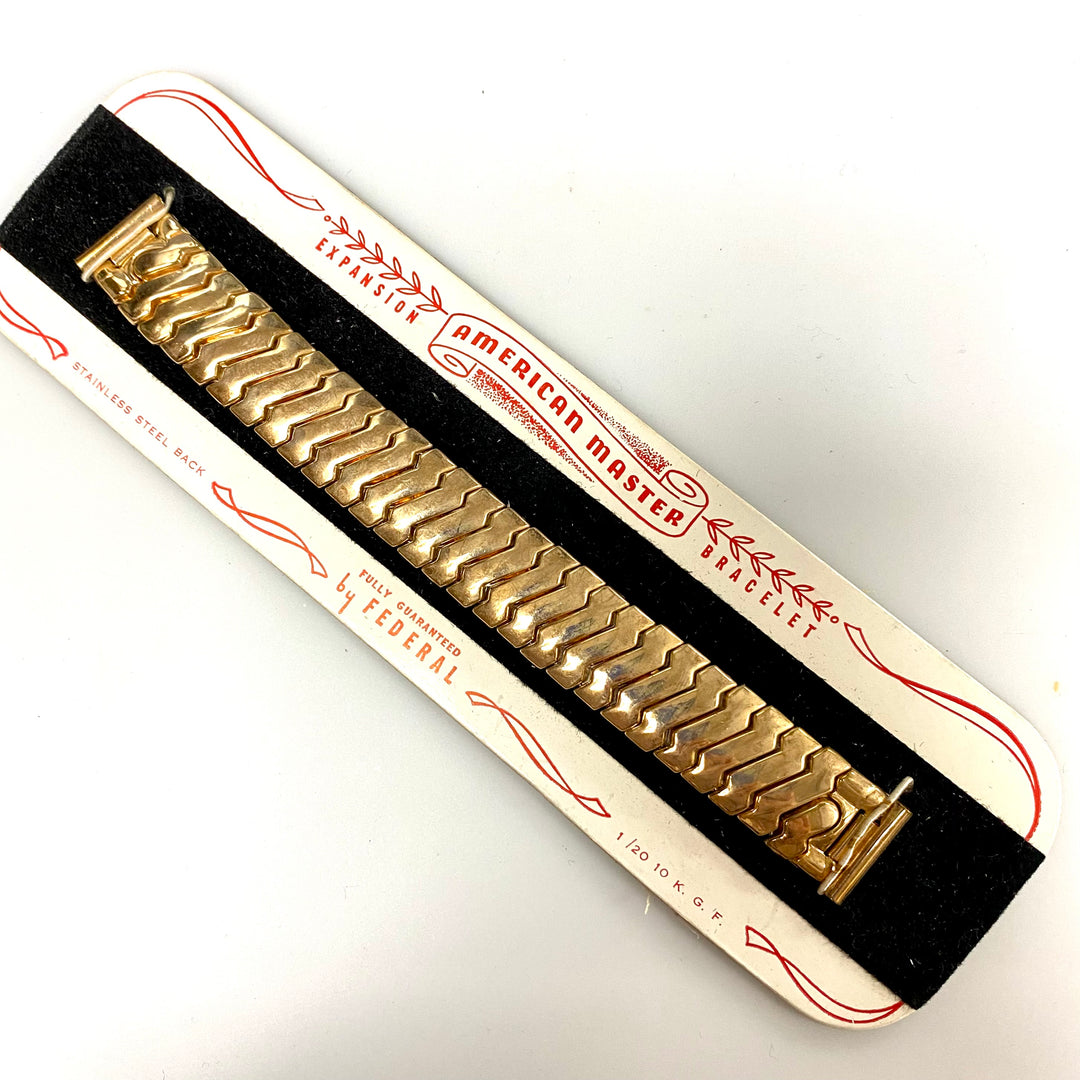 U765 Vintage 1/20 10K GF Stainless Steel One-Piece Stretchy Watch Band Bracelet