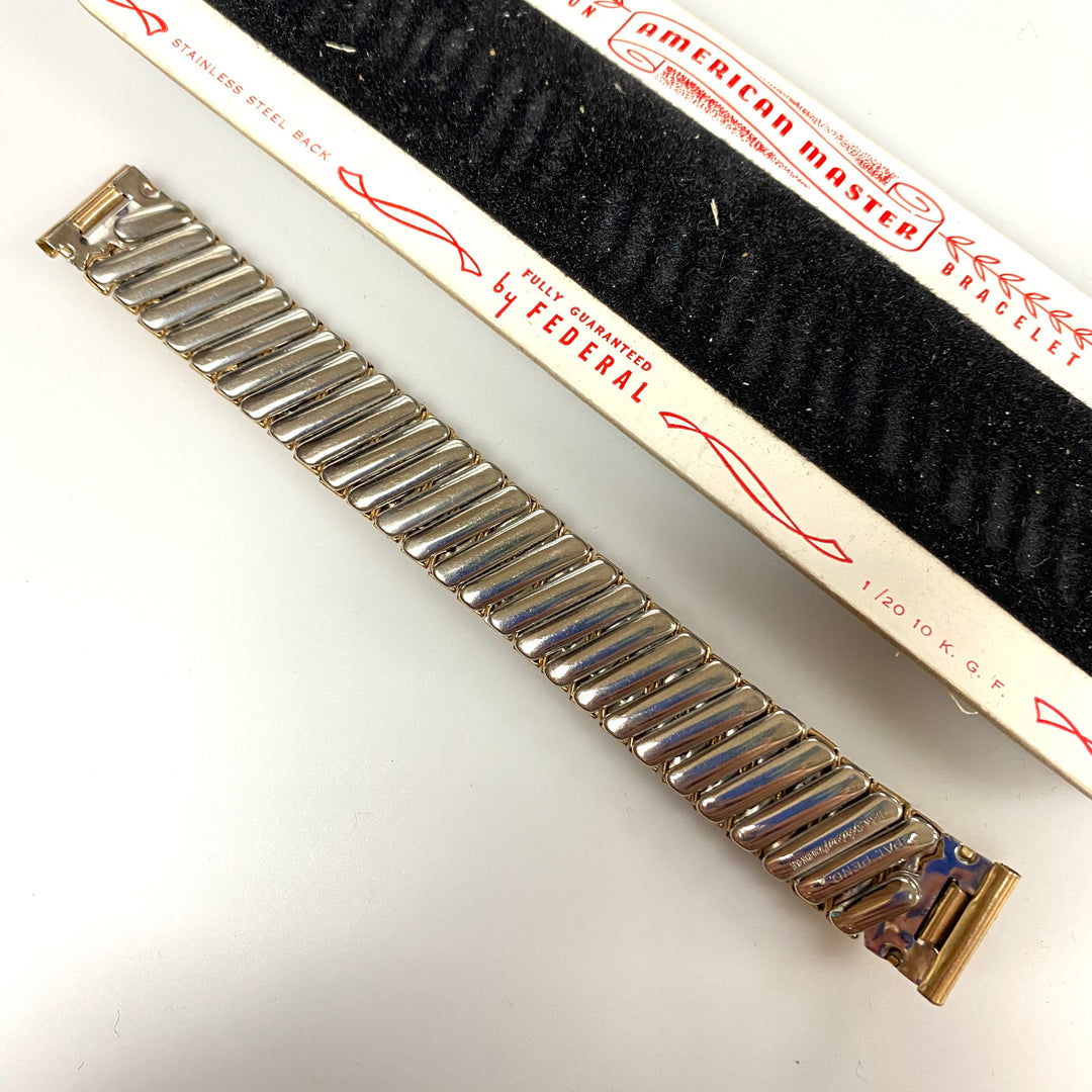 U765 Vintage 1/20 10K GF Stainless Steel One-Piece Stretchy Watch Band Bracelet