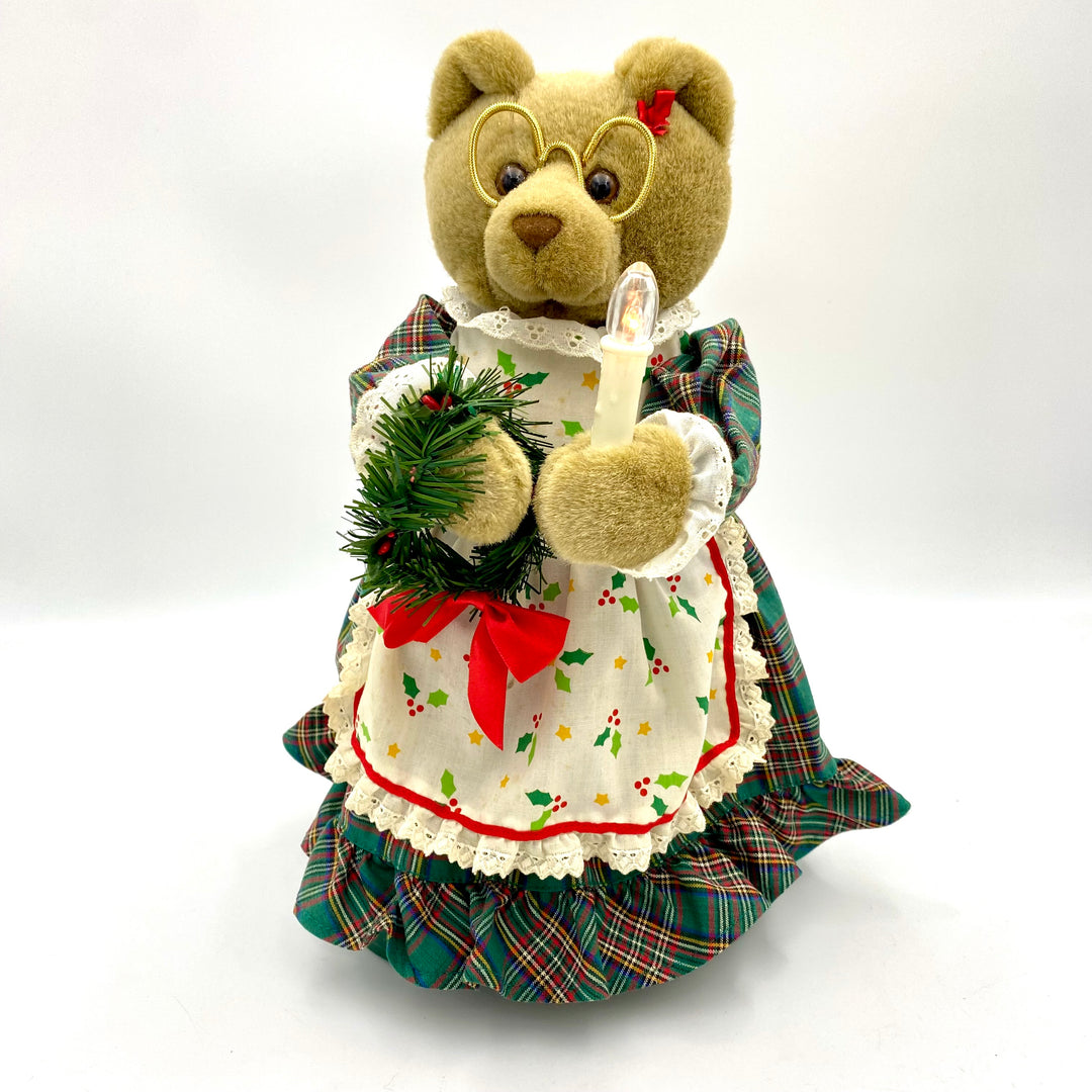u800 Avon Twinkling Animated Mr & Mrs Claus Teddy Bear Holiday Christmas Music