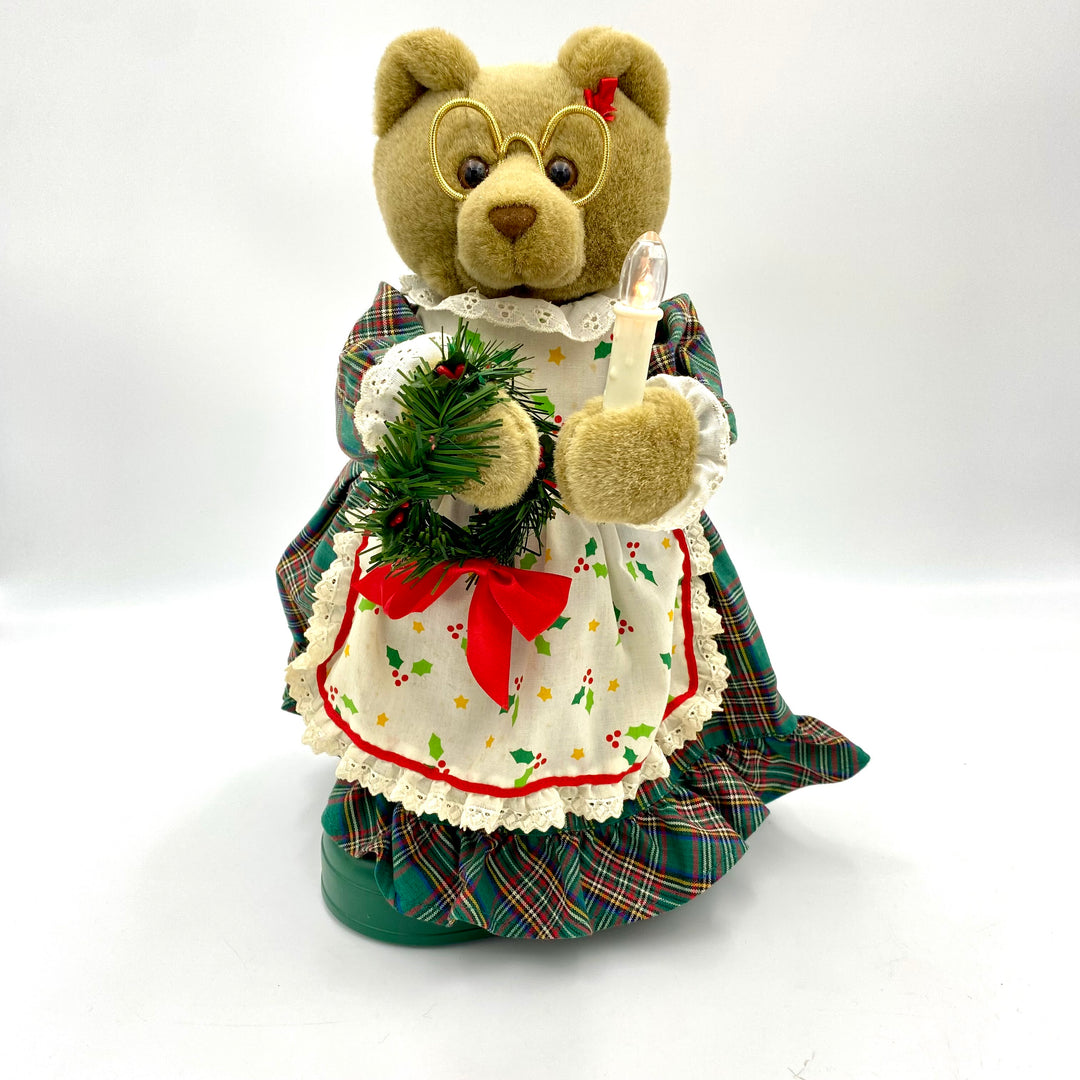 u800 Avon Twinkling Animated Mr & Mrs Claus Teddy Bear Holiday Christmas Music