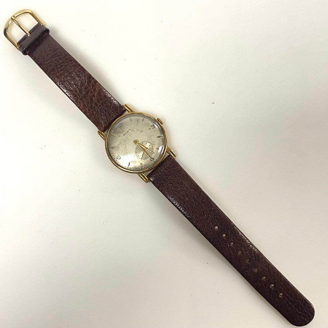 a159 Vintage Cyma Mechanical 18K Yellow Gold 15J Swiss Made Men's Wrist Watch
