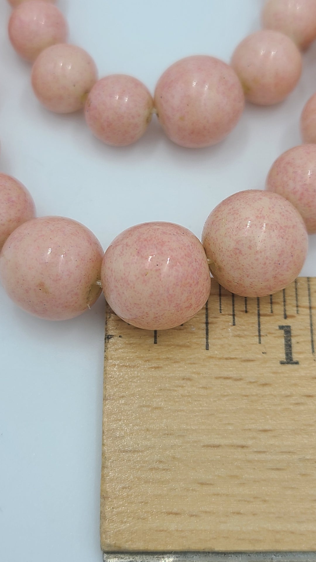 m701 Stunning Double Strand Angel Skin Coral Beaded Necklace with 14kt Yellow Gold Lock