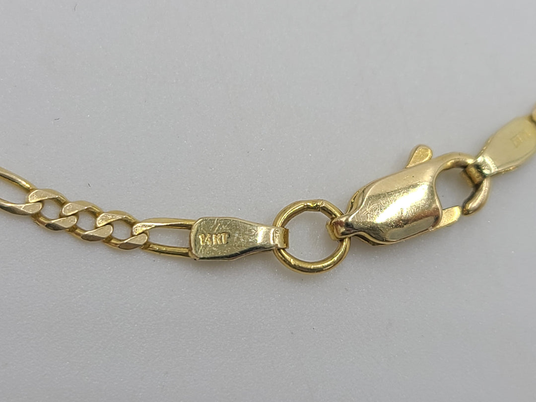 k706 Ladies Dainty 14kt Yellow Gold 9 3/8" Figaro Anklet