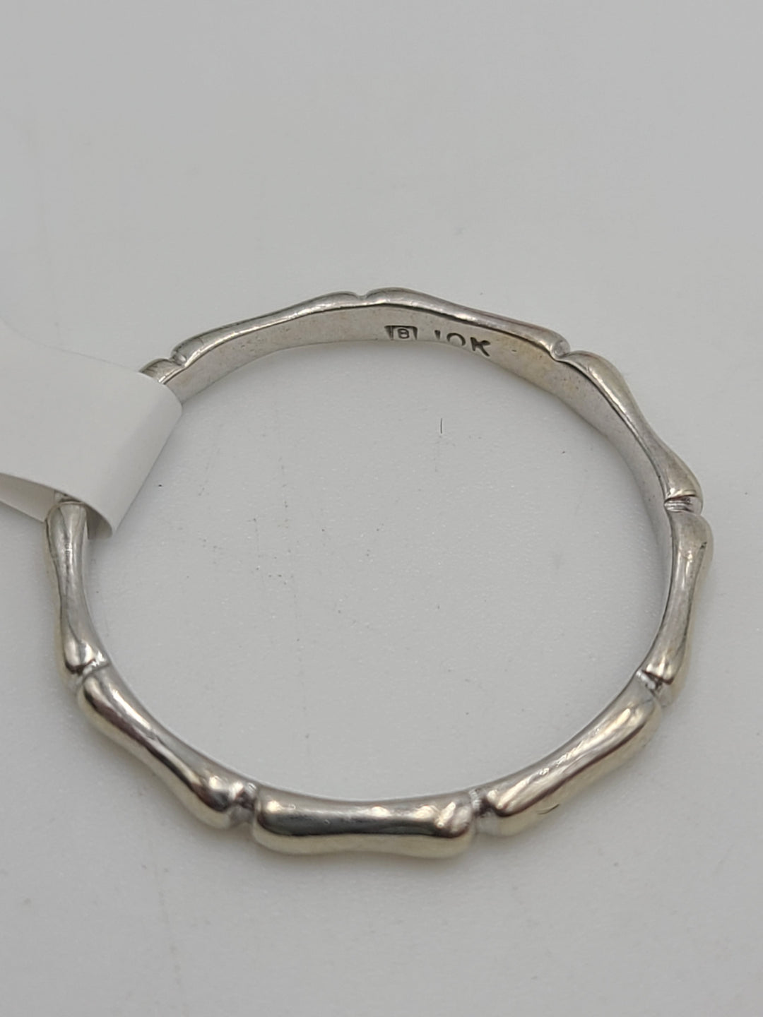 k807 Dainty 10kt White Gold Ladies Bamboo Band Size 7