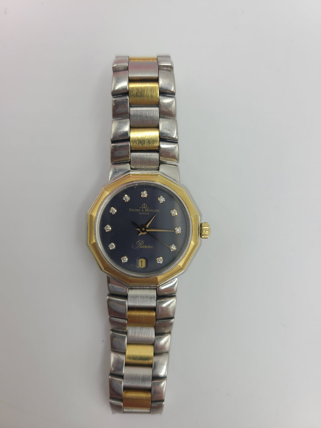 k712 Ladies Stylish Baume Mercier Riviera Two Toned Quartz Wristwatch