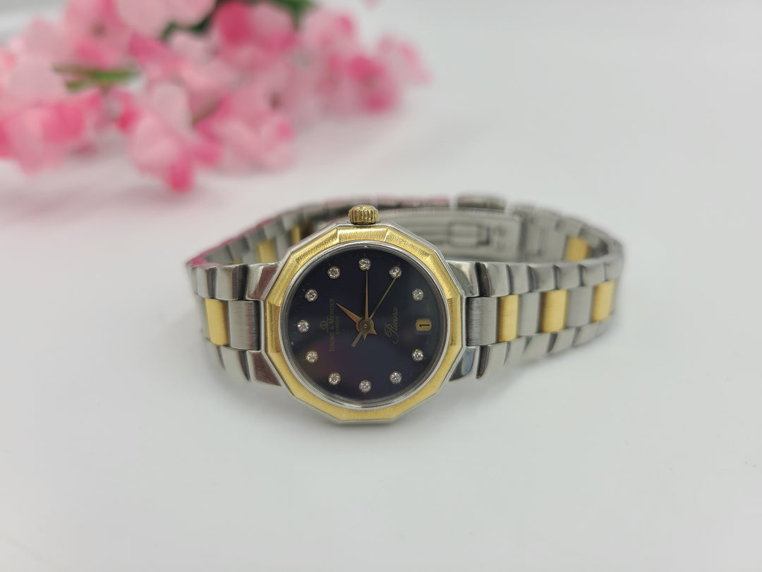 k712 Ladies Stylish Baume Mercier Riviera Two Toned Quartz Wristwatch