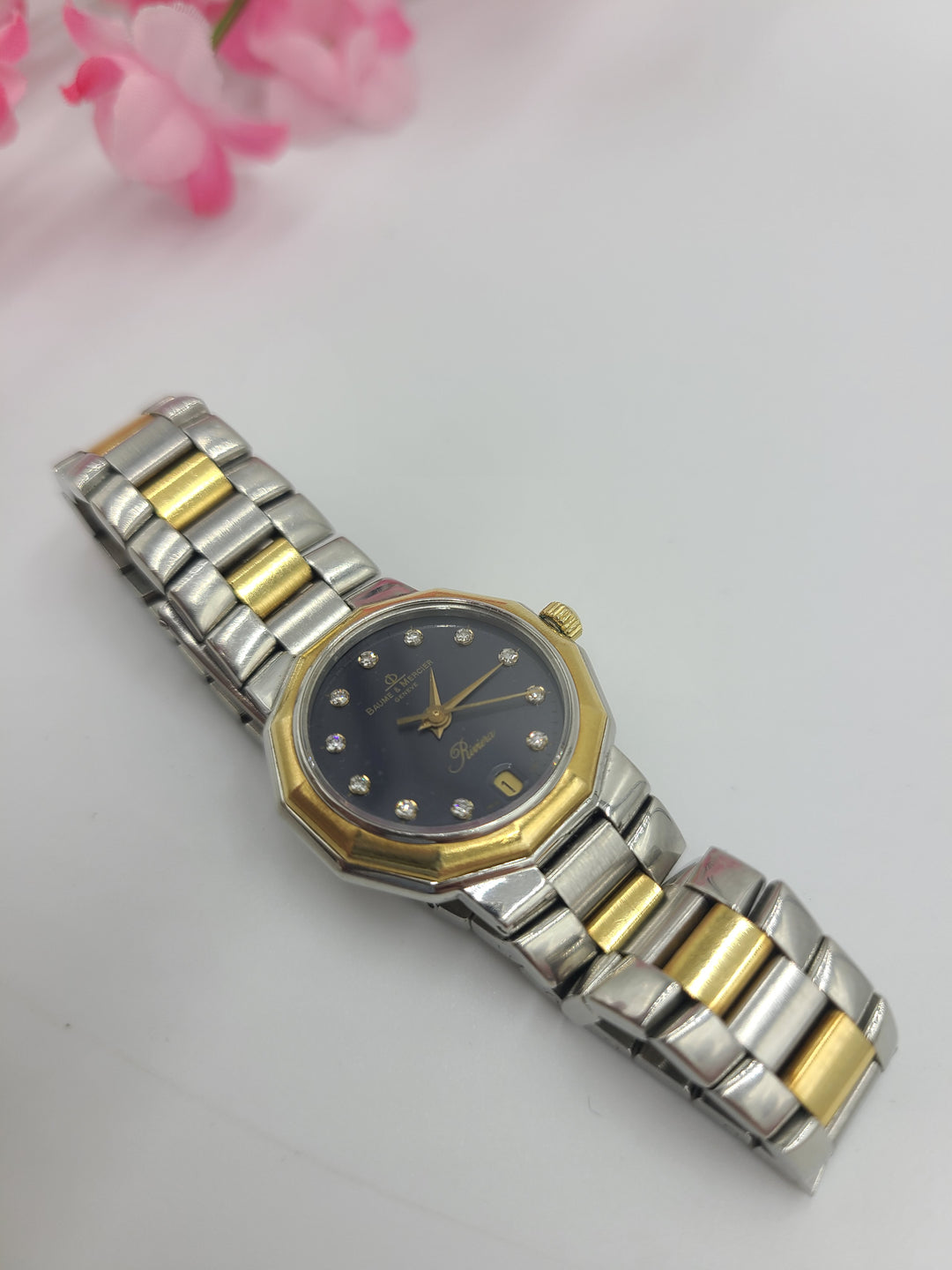 k712 Ladies Stylish Baume Mercier Riviera Two Toned Quartz Wristwatch