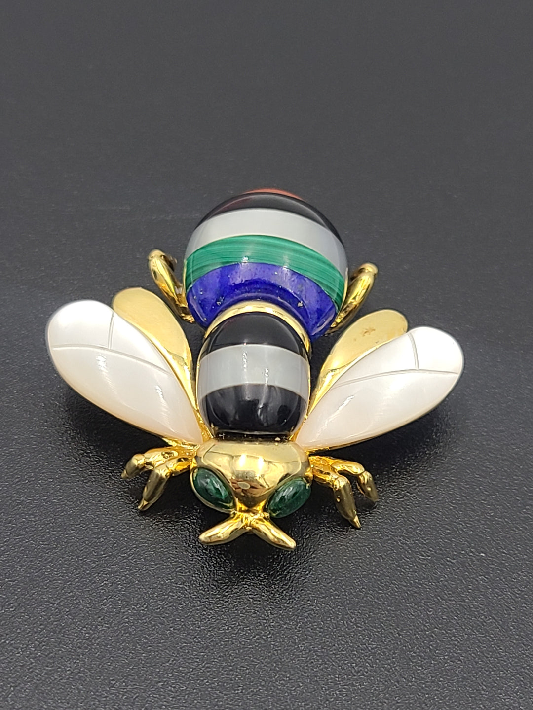 k824 Cute Asch Grossbardt 14kt Yellow Gold Multiple Gemstone Bee Pin Brooch