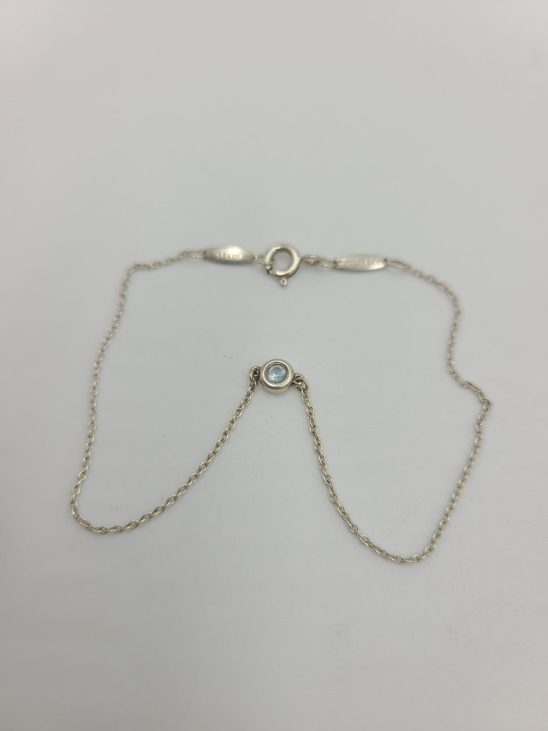 k664 Stylish Ladies Sterling Silver Tiffany & Co Blue Topaz Elsa Peretti 8" Bracelet