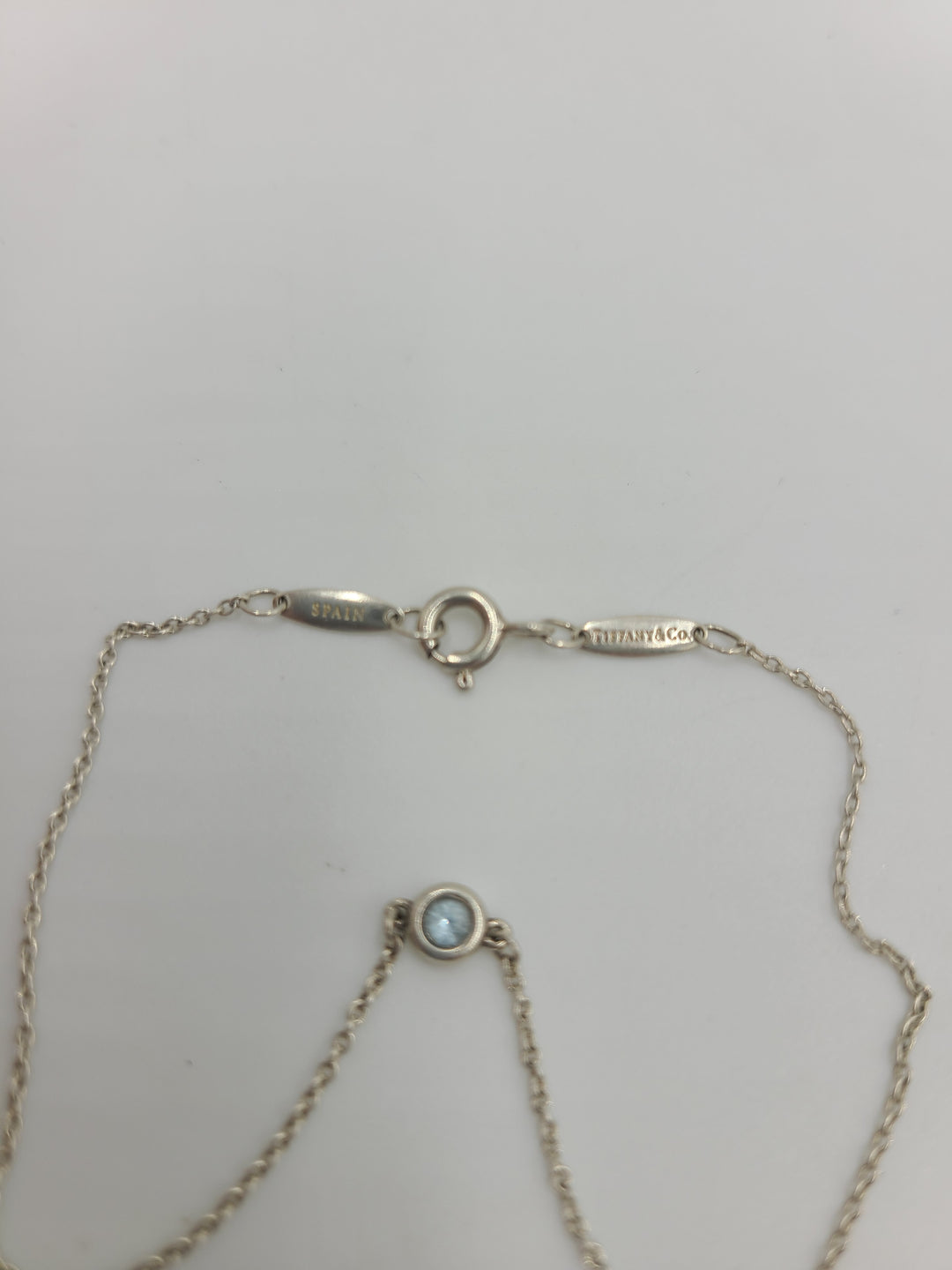 k664 Stylish Ladies Sterling Silver Tiffany & Co Blue Topaz Elsa Peretti 8" Bracelet