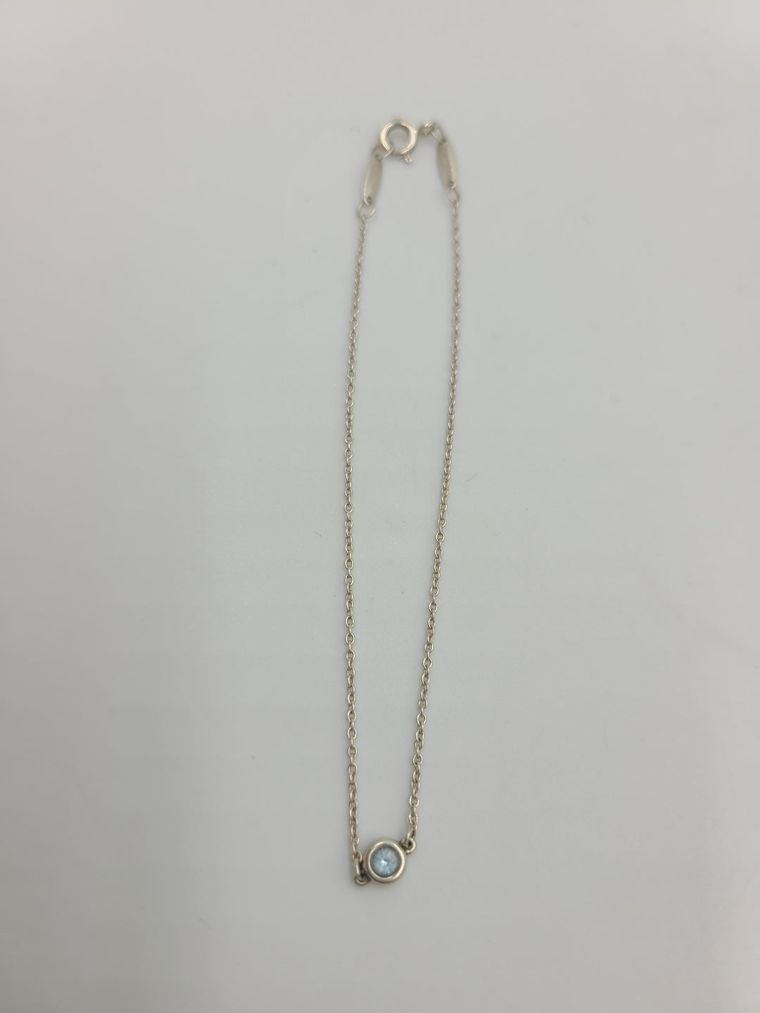 k664 Stylish Ladies Sterling Silver Tiffany & Co Blue Topaz Elsa Peretti 8" Bracelet