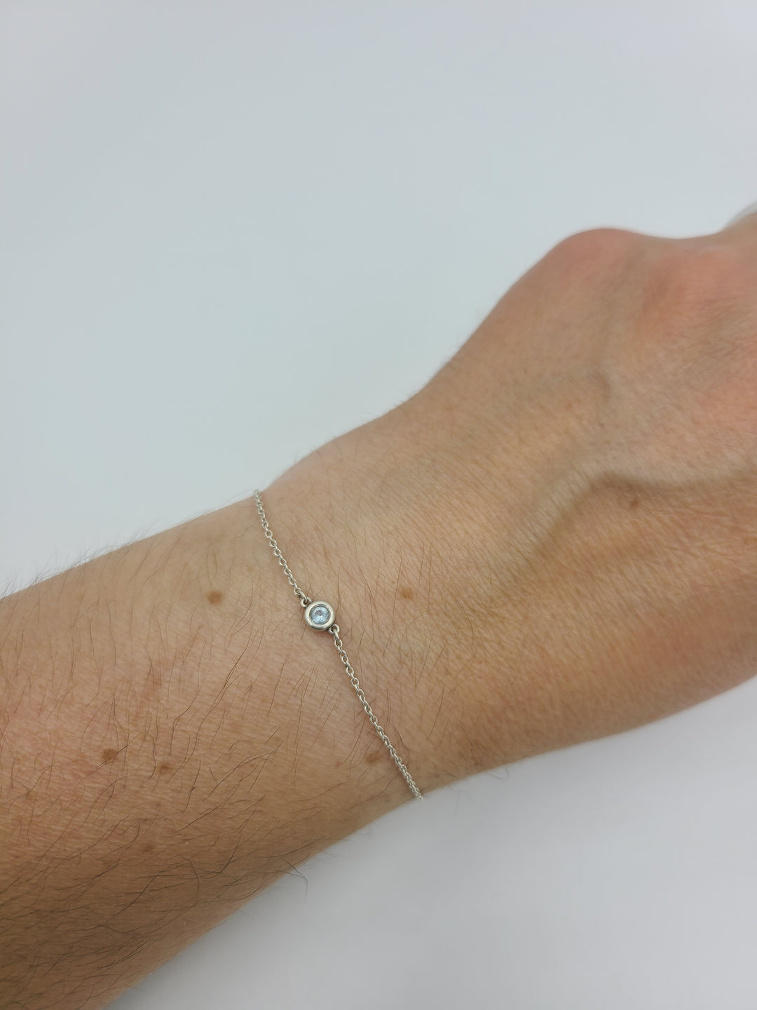 k664 Stylish Ladies Sterling Silver Tiffany & Co Blue Topaz Elsa Peretti 8" Bracelet