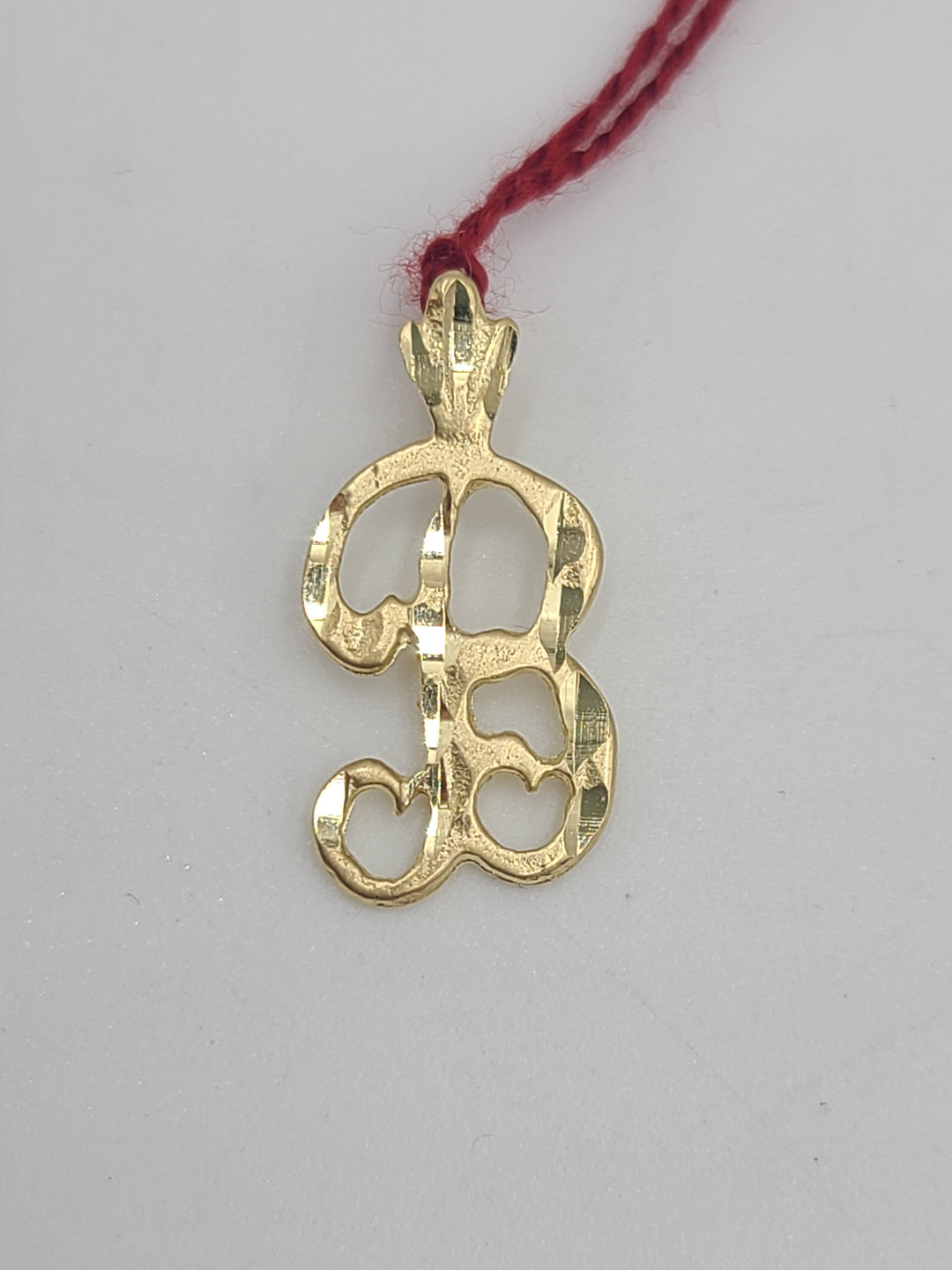 k786 Simple Unisex 14kt Yellow Gold Diamond Cut "B" Pendant Charm