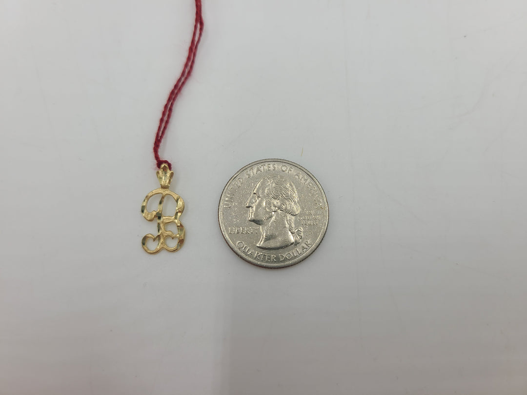 k786 Simple Unisex 14kt Yellow Gold Diamond Cut "B" Pendant Charm