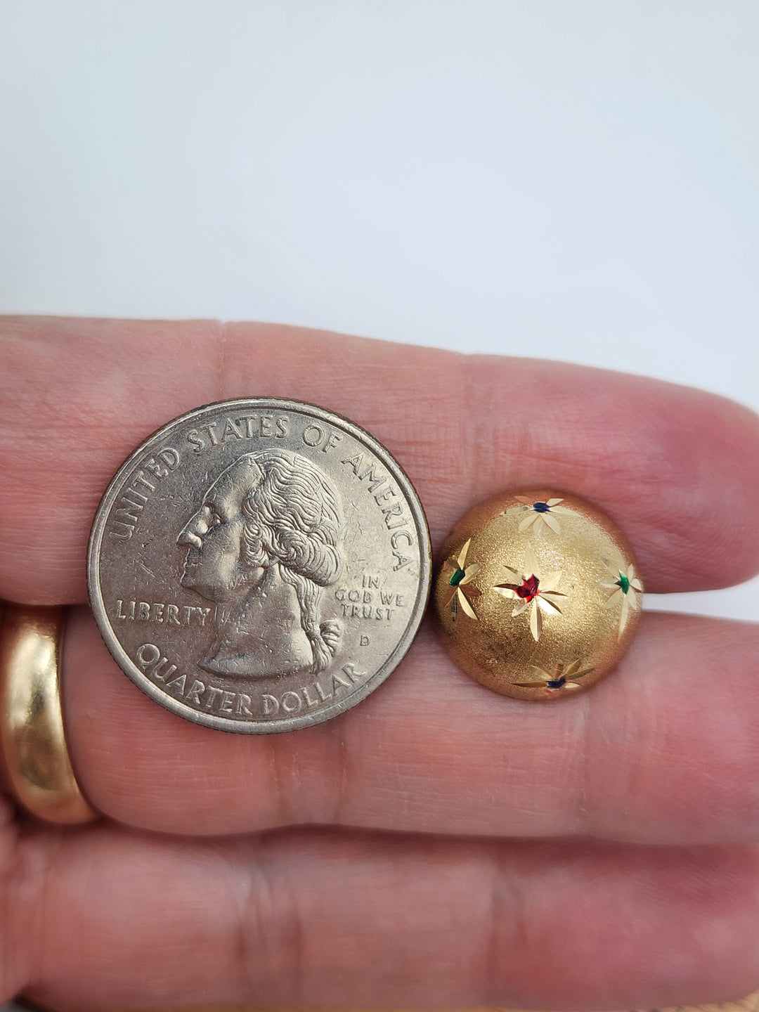 e383 Vintage Brushed Dome Stud Earrings with Red Green Blue Accents