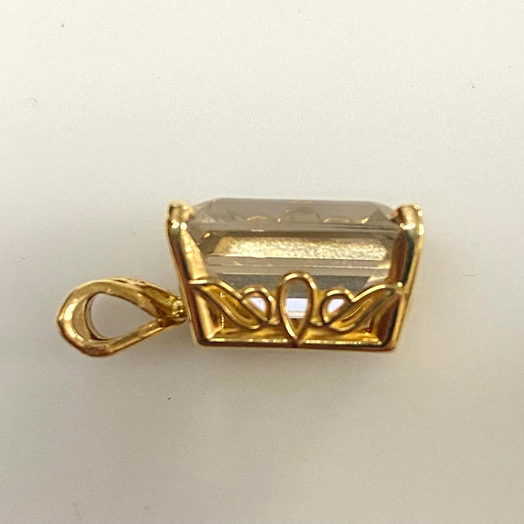 c328 Vintage 14K Yellow Gold Yellow Topaz Pendant 22" Long Link Chain Necklace