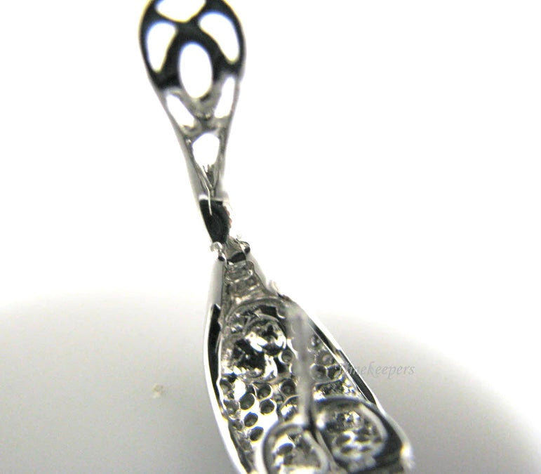 c907 Vintage 14k White Gold Pierced Earrings with Diamonds