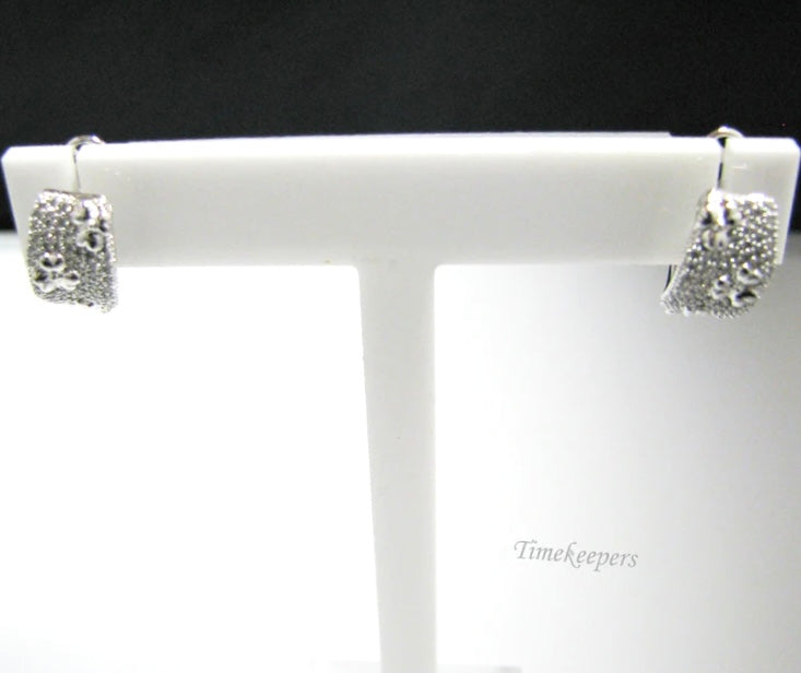 c907 Vintage 14k White Gold Pierced Earrings with Diamonds