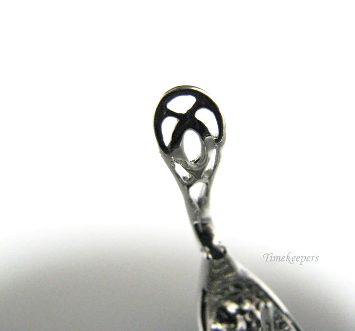 c907 Vintage 14k White Gold Pierced Earrings with Diamonds
