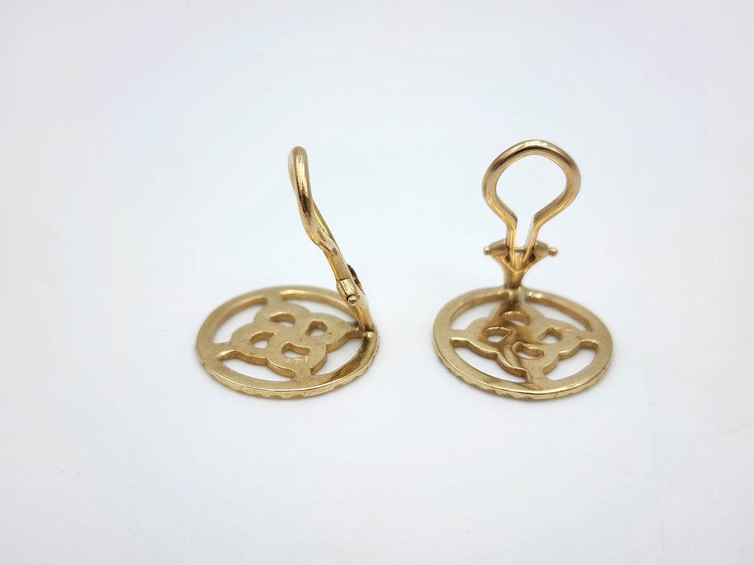 m726 Vintage 14kt Yellow Gold Celtic Knot Earrings with Omega Backs
